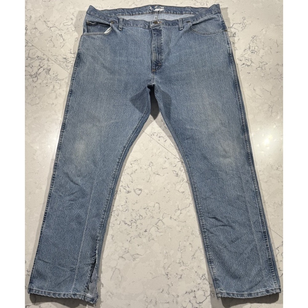 Wrangler Advanced Comfort Jeans Mens 42x34 Blue Regular Fit Straight Leg 47MAC